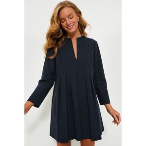 Tuckernuck Dark Blue Pleated Long Sleeve Dress